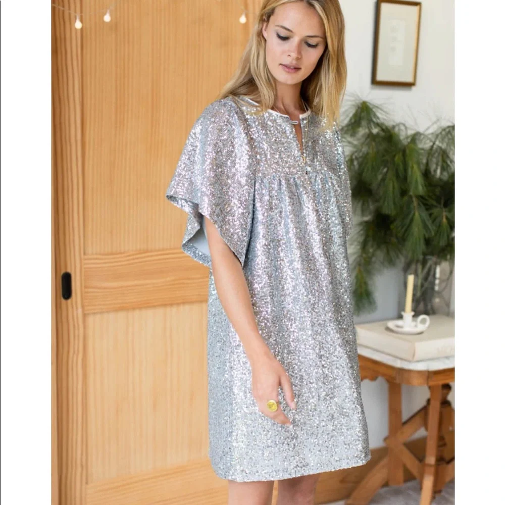 EMERSON FRY Marion Short Dress - Silver Sequin XXS - Picture 3 of 15